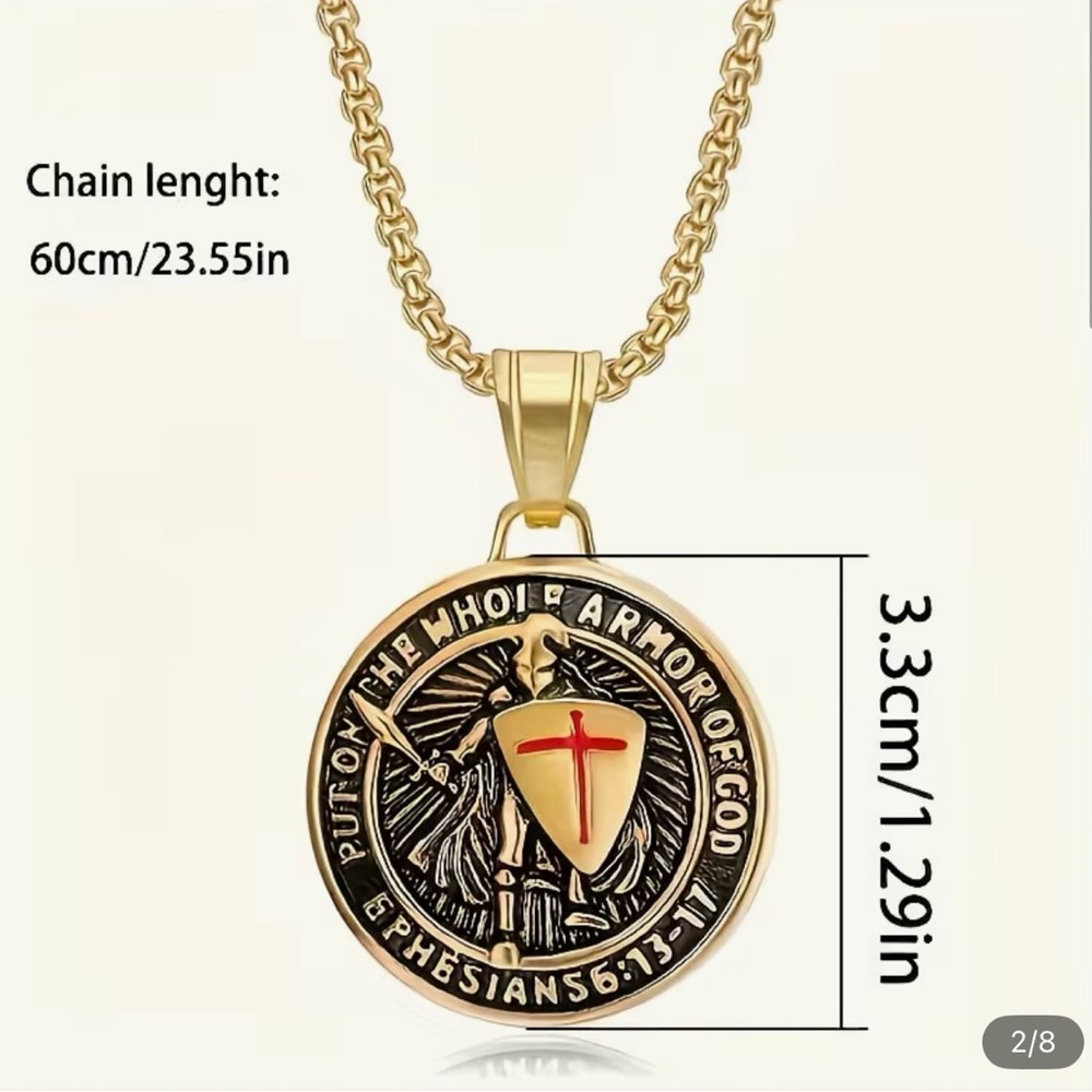 NEW - ARMOR OF GOD LUXURY SET COLLECTION STAINLESS STEEL CHAIN/RING & BRACELET - Picture 6 of 12